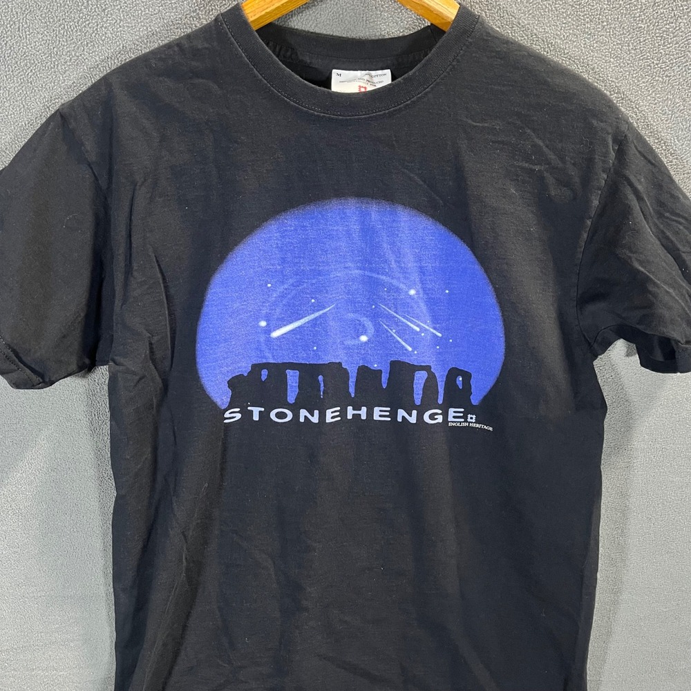 English Heritage Stonehenge Graphic T-Shirt Black Mens Medium Cotton Souvenir